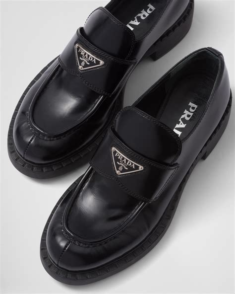 prada black brushed leather loafers|Prada buckle loafer ladies.